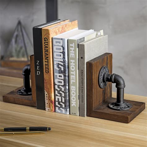 bookends rustic|wooden book end ideas.